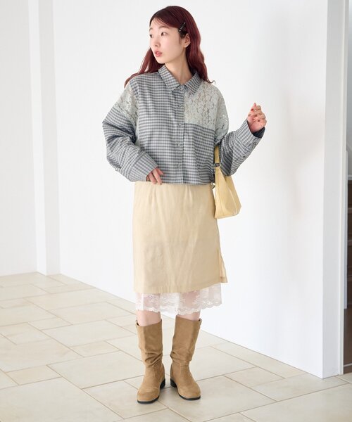 Kastane（カスタネ）の「【1.1(木)0:00発売/S.Mサイズ展開/WEB先行】パッチワークレースシャツ（シャツ/ブラウス・レディース・ブラック/ライトグレー・SMALL/MEDIUM）」の19枚目の写真