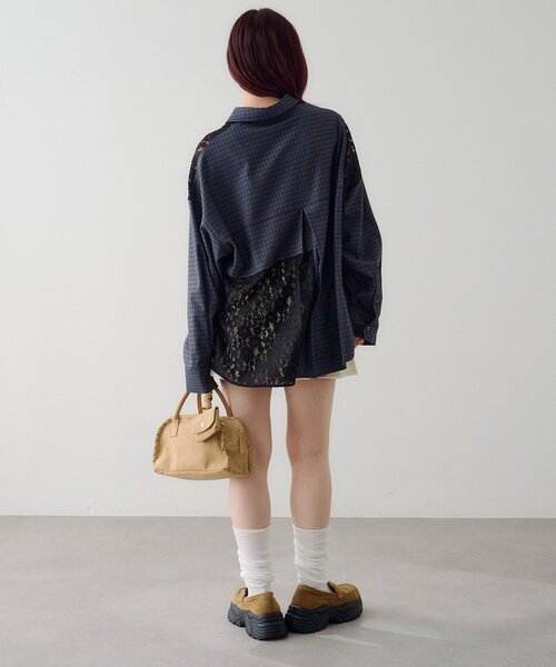 S.Mサイズ展開】パッチワークレースシャツ（シャツ/ブラウス