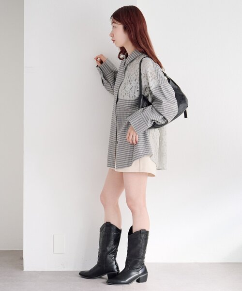 S.Mサイズ展開】パッチワークレースシャツ（シャツ/ブラウス