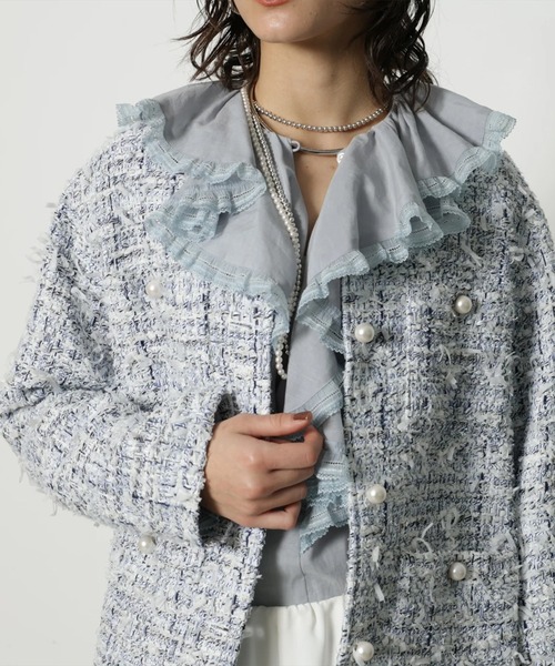 CADUNE（カデュネ）の「シャギーポケットジャケット（その他アウター・レディース・ホワイト系その他/ライトブルー・38/36）」の3枚目の写真