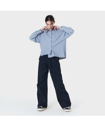 ツーピンタックストリングスリムワイドパンツネイビーMBCSPA002NV