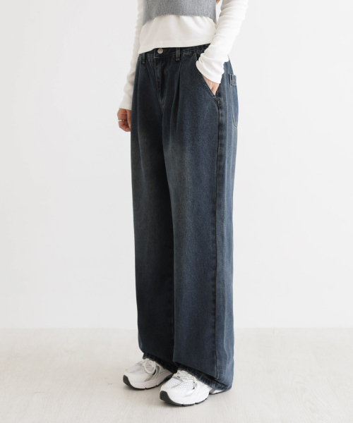 BBAEBBAE（ペッペ）の「ワンピンタックバックバンディングワイドデニムパンツ 5カラー（デニムパンツ・レディース・その他・S/M/L/XL/2XL）」の10枚目の写真