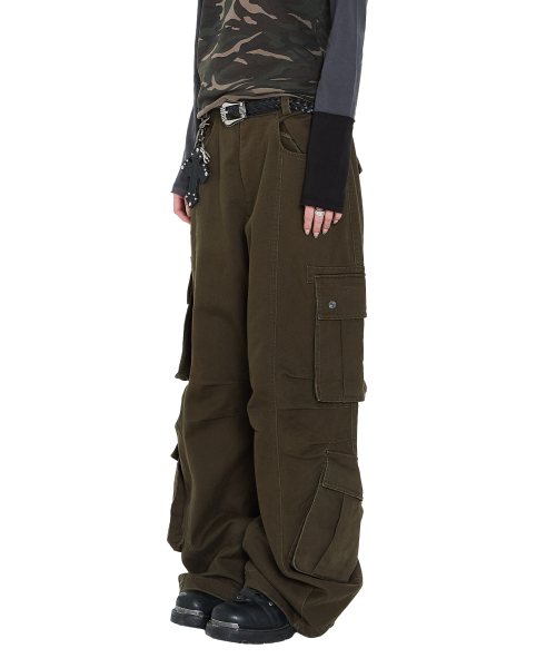 AAKAM Knee Pin-tuck Cargo Pants カーゴパンツ セール】Knee Pin-Tuck Double Pocket Cargo Pants (Khaki)（その他