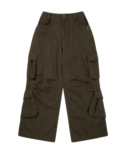 AAKAM Knee Pin-tuck Cargo Pants カーゴパンツ Knee Pin-Tuck Double Pocket Cargo Pants (Khaki)（その他パンツ