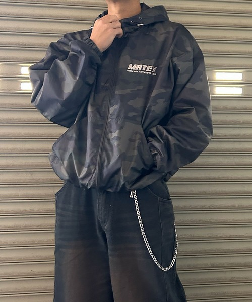 NYLAUS(ナイラス)の「【NYS】2026新作 総柄 ジップアップ マウンテンパーカー ダブルジップブルゾン(ブルゾン・メンズ・ブラック/カモフラージュ/レオパード・L/M/S)」の3枚目の写真