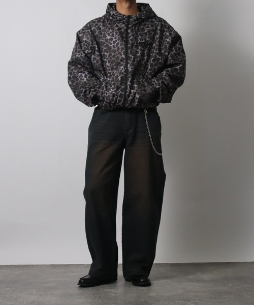NYLAUS(ナイラス)の「【NYS】2026新作 総柄 ジップアップ マウンテンパーカー ダブルジップブルゾン(ブルゾン・メンズ・ブラック/カモフラージュ/レオパード・L/M/S)」の8枚目の写真