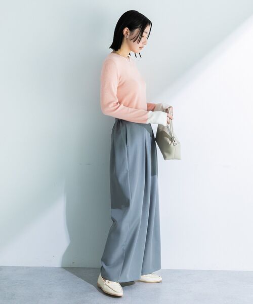 Green　Parks（グリーンパークス）の「アンチピリング袖配色ニットプルオーバー（ニット/セーター・レディース・アイボリー/ブラック/ピンク・FREE）」の6枚目の写真