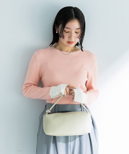 Green　Parks（グリーンパークス）の「アンチピリング袖配色ニットプルオーバー（ニット/セーター・レディース・アイボリー/ブラック/ピンク・FREE）」の8枚目の写真