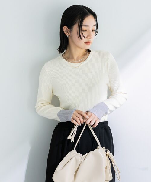 Green　Parks（グリーンパークス）の「アンチピリング袖配色ニットプルオーバー（ニット/セーター・レディース・アイボリー/ブラック/ピンク・FREE）」の16枚目の写真