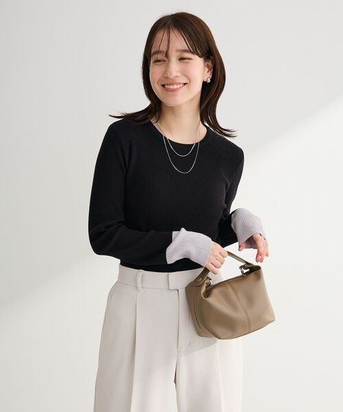 Green　Parks（グリーンパークス）の「アンチピリング袖配色ニットプルオーバー（ニット/セーター・レディース・アイボリー/ブラック/ピンク・FREE）」の22枚目の写真