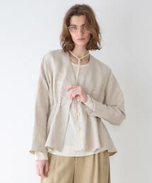 martinique（マルティニーク）の「ソフトリネンタックジャケット（セットアップ可）（ノーカラージャケット）」