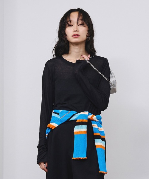 ROSE BUD(ローズバッド)の「SHEER L/S TEE(Tシャツ/カットソー・レディース・ピンク/ブラック/ホワイト・ONE SIZE)」の15枚目の写真