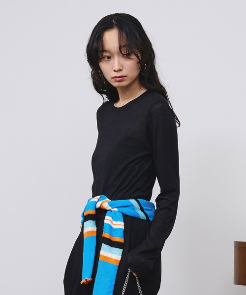 ROSE BUD(ローズバッド)の「SHEER L/S TEE(Tシャツ/カットソー・レディース・ピンク/ブラック/ホワイト・ONE SIZE)」の16枚目の写真