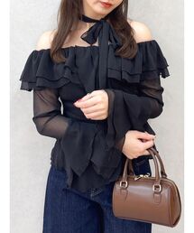 dazzlin | シアーティアードフリルオフショルブラウス(シャツ/ブラウス)