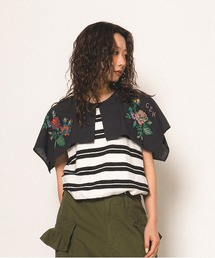 Striped Collar Sleeveless Tee