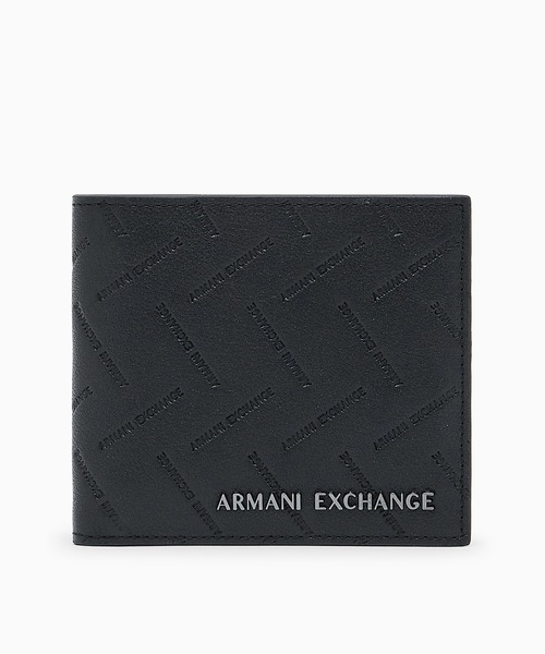 ARMANI EXCHANGE(アルマーニエクスチェンジ)の「【A|X アルマーニ エクスチェンジ】デボスロゴ 二つ折り財布(コインケース付き)(財布・メンズ・ブラック・FREE)」の1枚目の写真