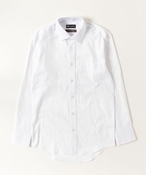 Perfect Suit FActory(パーフェクトスーツファクトリー)の「【形態安定】長袖ワイシャツ【クラシコ】セミワイドカラー ドビー柄 ホワイト(ビジネスシャツ・メンズ・ホワイト・3L/LL/L/M/S)」の2枚目の写真