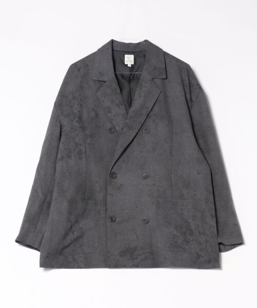 Revo.（レボ）の「Revo. ダメージジャガード ダブルブレスト テーラードジャケット［セットアップ対応］（テーラードジャケット・メンズ・アイボリー/チャコール・1/2）」の4枚目の写真