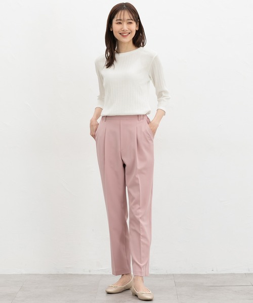 Honeys（ハニーズ）の「【ＵＶカット】７分袖ボートネックＴ（Tシャツ/カットソー・レディース・グレイッシュベージュ/ブラック/オフホワイト/グレイッシュブルー/レッド/ネイビー・L/LL/M/S）」の9枚目の写真