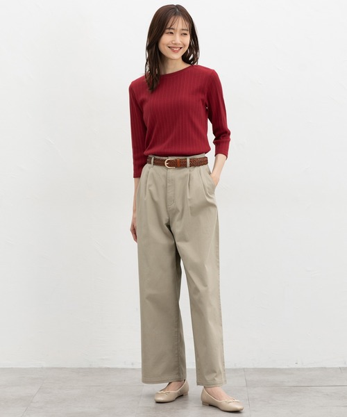 Honeys（ハニーズ）の「【ＵＶカット】７分袖ボートネックＴ（Tシャツ/カットソー・レディース・グレイッシュベージュ/ブラック/オフホワイト/グレイッシュブルー/レッド/ネイビー・L/LL/M/S）」の15枚目の写真