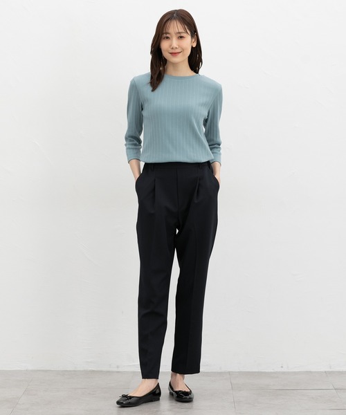 Honeys（ハニーズ）の「【ＵＶカット】７分袖ボートネックＴ（Tシャツ/カットソー・レディース・グレイッシュベージュ/ブラック/オフホワイト/グレイッシュブルー/レッド/ネイビー・L/LL/M/S）」の19枚目の写真