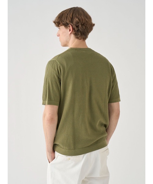 JOHN SMEDLEY(ジョンスメドレー)の「コットン テクスチャニットTシャツ(ニット/セーター・メンズ・グリーン系1・L)」の6枚目の写真