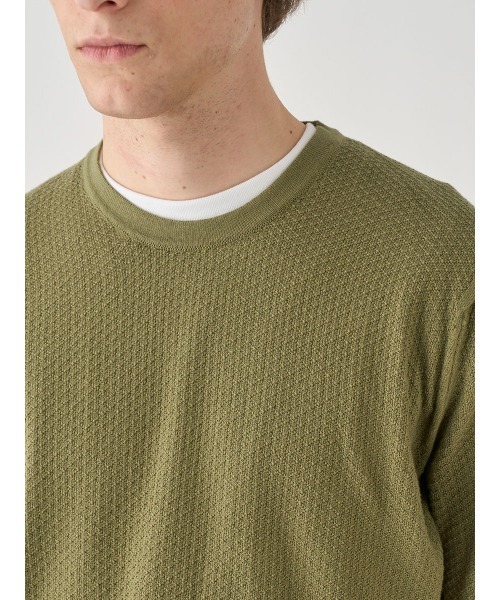 JOHN SMEDLEY(ジョンスメドレー)の「コットン テクスチャニットTシャツ(ニット/セーター・メンズ・グリーン系1・L)」の7枚目の写真