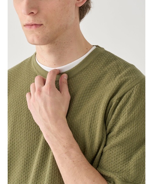 JOHN SMEDLEY(ジョンスメドレー)の「コットン テクスチャニットTシャツ(ニット/セーター・メンズ・グリーン系1・L)」の8枚目の写真