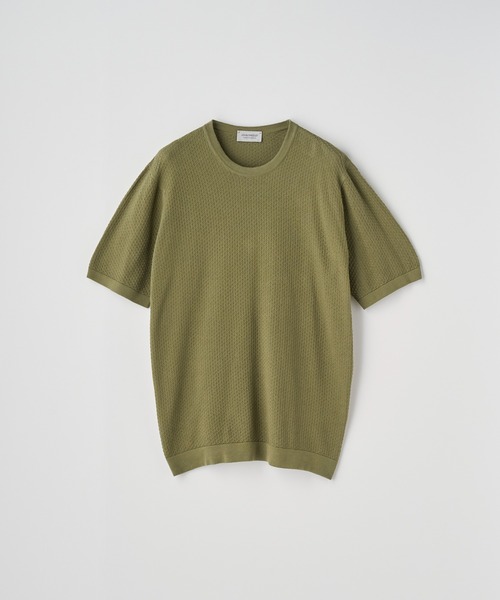 JOHN SMEDLEY(ジョンスメドレー)の「コットン テクスチャニットTシャツ(ニット/セーター・メンズ・グリーン系1・L)」の2枚目の写真