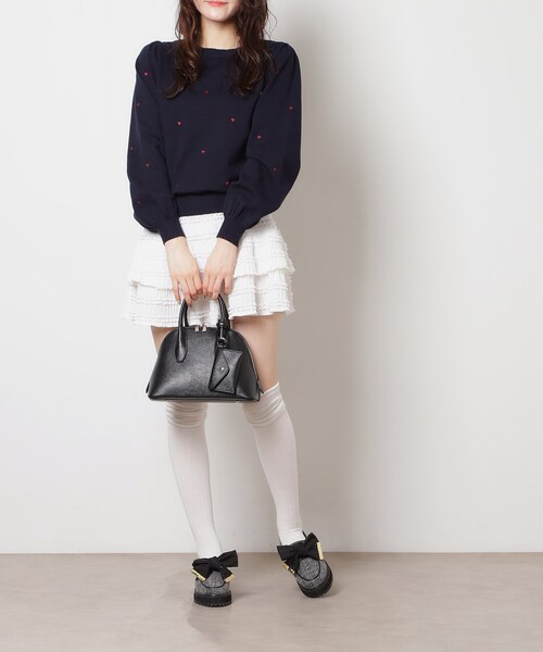ESPERANZA(エスペランサ)の「ポーチ付きシェル型ボストンバッグ(ショルダーバッグ・レディース・ブラック/アイボリー/グリーン・FREE)」の6枚目の写真