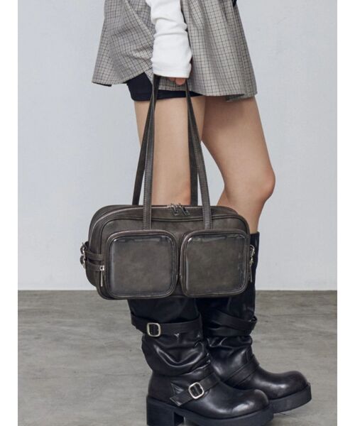 EMODA（エモダ）の「クリアポケットショルダーバッグ（ショルダーバッグ・レディース・ホワイト/ブラック/ブラウン・FREE）」の14枚目の写真