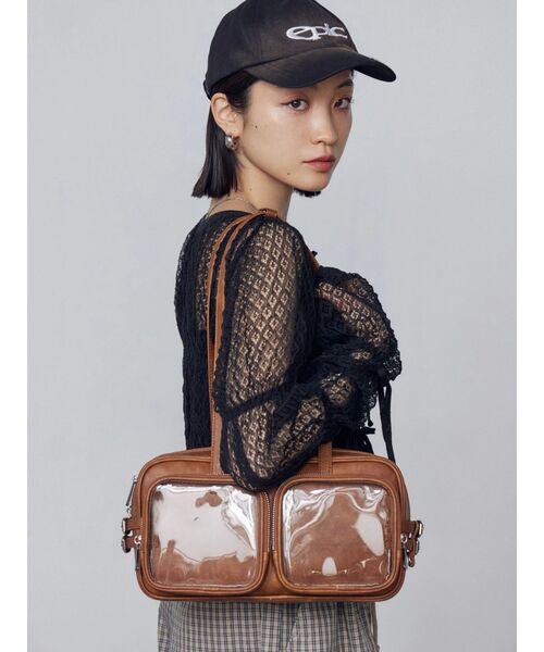 EMODA（エモダ）の「クリアポケットショルダーバッグ（ショルダーバッグ・レディース・ホワイト/ブラック/ブラウン・FREE）」の18枚目の写真