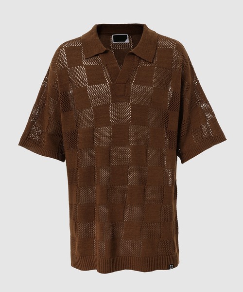PHINGERIN(フィンガリン)の「CHECKER WEB SKIPPER POLO(ポロシャツ・メンズ・オレンジ/ブラウン・L)」の1枚目の写真