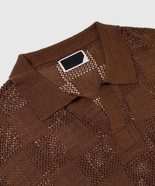 PHINGERIN(フィンガリン)の「CHECKER WEB SKIPPER POLO(ポロシャツ・メンズ・オレンジ/ブラウン・L)」の9枚目の写真