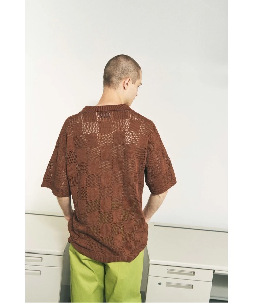 PHINGERIN(フィンガリン)の「CHECKER WEB SKIPPER POLO(ポロシャツ・メンズ・オレンジ/ブラウン・L)」の5枚目の写真