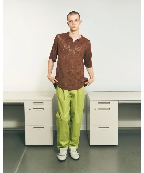 PHINGERIN(フィンガリン)の「CHECKER WEB SKIPPER POLO(ポロシャツ・メンズ・オレンジ/ブラウン・L)」の3枚目の写真