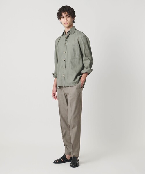 UNITED ARROWS（ユナイテッドアローズ）の「ツイル カルゼ ２プリーツ キャロット パンツ（スラックス・メンズ・オリーブ/グレー系/ベージュ・S/L/XL/M）」の7枚目の写真