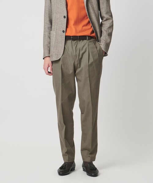 UNITED ARROWS（ユナイテッドアローズ）の「ツイル カルゼ ２プリーツ キャロット パンツ（スラックス・メンズ・オリーブ/グレー系/ベージュ・S/L/XL/M）」の8枚目の写真