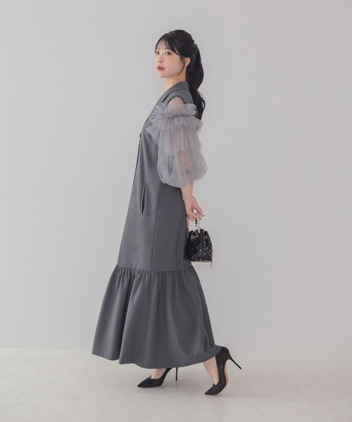 Leja(レジャ)の「【LEJA】テーラードチュールフレアセットワンピースオケージョンドレス(ドレス・レディース・ブラック/グレー・SMALL/MEDIUM)」の15枚目の写真