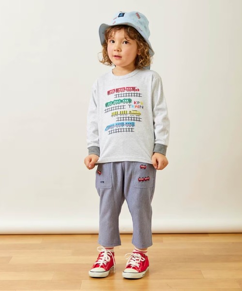 KP BOY（ケーピーボーイ）の「ストライプジャカード パンツ 7分丈（その他パンツ・キッズ・エメラルド/ネイビー・80ｃｍ/90cm/100cm/110cm/120cm）」の3枚目の写真