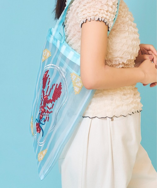 Casselini(キャセリーニ)の「Casselini(キャセリーニ)チュール刺繍トート(トートバッグ・レディース・レッド/ブルー/アイボリー/ブラック・FREE)」の18枚目の写真