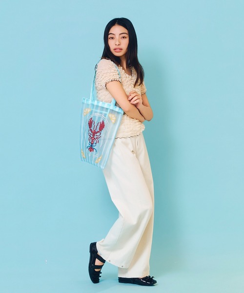 Casselini(キャセリーニ)の「Casselini(キャセリーニ)チュール刺繍トート(トートバッグ・レディース・レッド/ブルー/アイボリー/ブラック・FREE)」の20枚目の写真