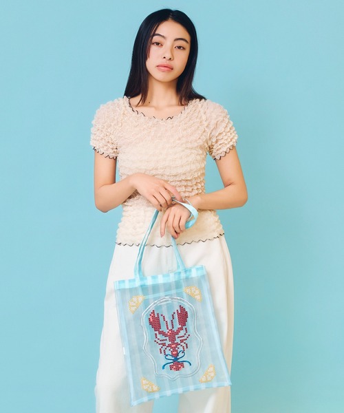 Casselini(キャセリーニ)の「Casselini(キャセリーニ)チュール刺繍トート(トートバッグ・レディース・レッド/ブルー/アイボリー/ブラック・FREE)」の15枚目の写真