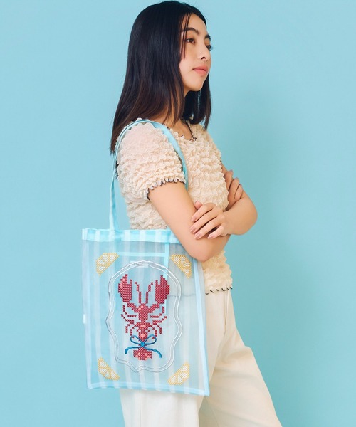 Casselini(キャセリーニ)の「Casselini(キャセリーニ)チュール刺繍トート(トートバッグ・レディース・レッド/ブルー/アイボリー/ブラック・FREE)」の16枚目の写真