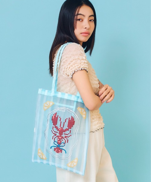 Casselini(キャセリーニ)の「Casselini(キャセリーニ)チュール刺繍トート(トートバッグ・レディース・レッド/ブルー/アイボリー/ブラック・FREE)」の17枚目の写真