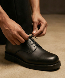 FIRENZE ATELIER（フィレンツェアトリエ）の「[SECOND.A Light] ボールドシェイプ ミニマル ダービー SL31 [MATT BLACK]（ドレスシューズ）」