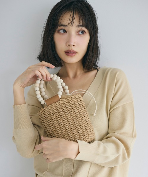 coca（coca）（コカ）の「カゴバッグ（かごバッグ・レディース・ベージュ・ONE SIZE）」の4枚目の写真