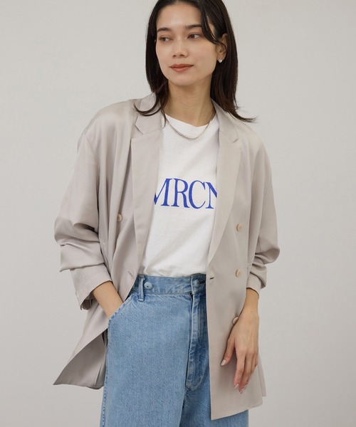 SALON adam et rope'(サロン アダム エ ロペ)の「アセテートツイルダブルジャケット(テーラードジャケット・レディース・ブラック/ベージュ系その他・FREE)」の11枚目の写真