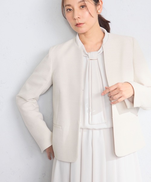 GALLORIA（ギャローリア）の「キーネックジャケット（その他アウター・レディース・ライトベージュ/ネイビー・S/M/LL/L）」の10枚目の写真