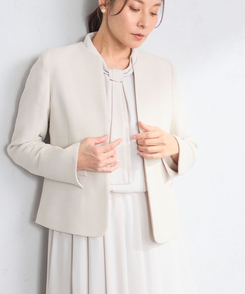 GALLORIA（ギャローリア）の「キーネックジャケット（その他アウター・レディース・ライトベージュ/ネイビー・S/M/LL/L）」の9枚目の写真